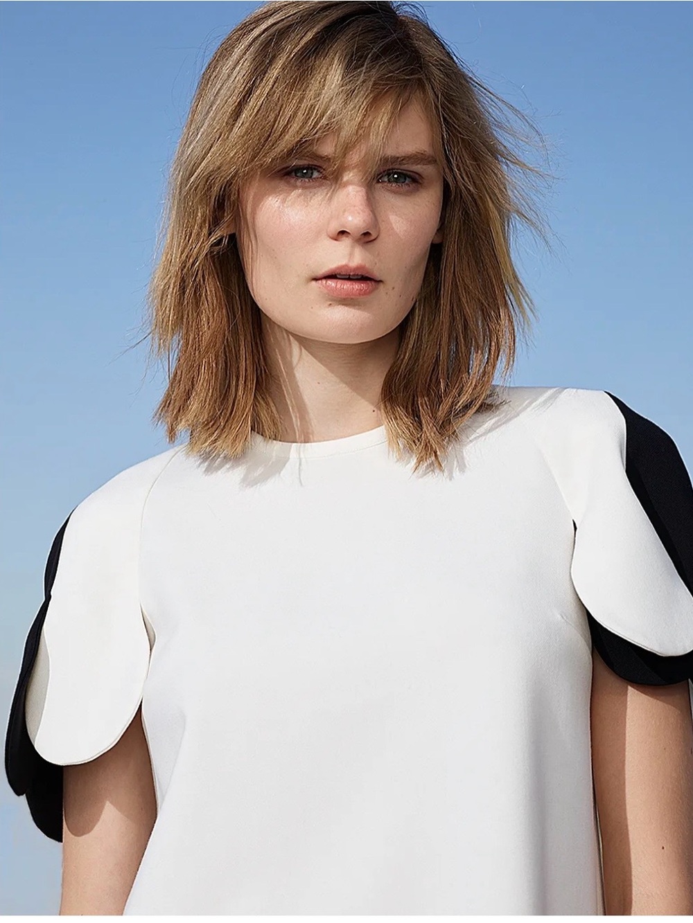 Victoria Beckham for Target White  Scallop sleeve Top